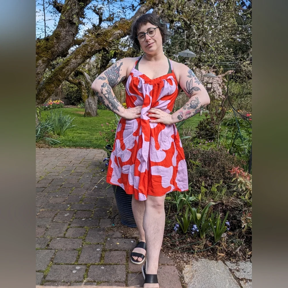 1X Ava & Viv plus size mod abstract print sun dress - Picture 2 of 6